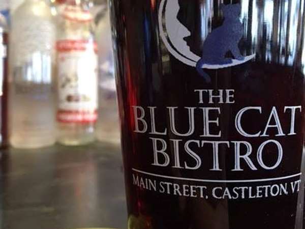 Pint of beer with Blue Cat on the front