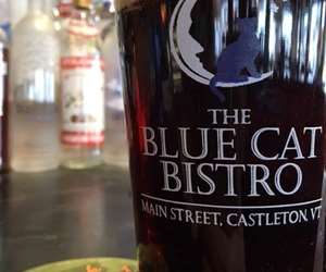 Pint of beer with Blue Cat on the front